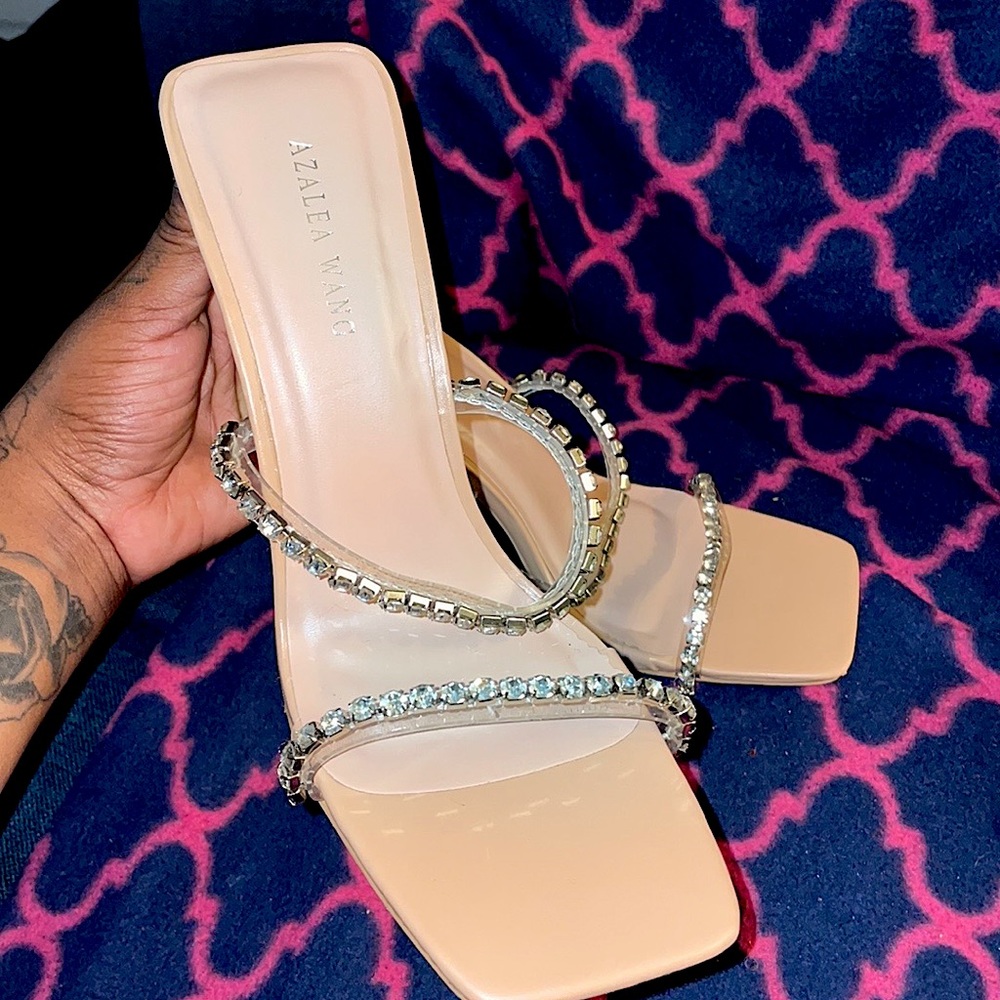 Akira nude heels with bling worn once..I don’t dress up need gone asap.